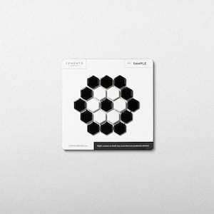 Metro Hex Glossy Black with White Flower Porcelain Mosaic Tile - (This is sample size 4x5")
