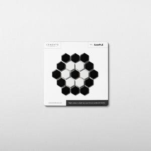 Metro Hex Matte Black with White Flower Porcelain Mosaic Tile - (This is sample size 4x5")