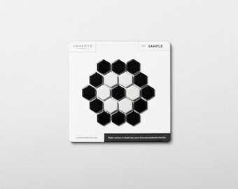 Metro Hex Matte Black with White Flower Porcelain Mosaic Tile - (This is sample size 4x5")