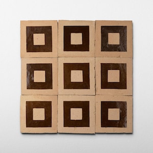 Chiseled 4x4 Square Chocolate Brown Zellige Tile - Sample