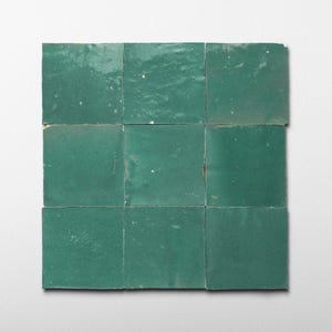 Handmade Moroccan Zellige 4x4 Aquamarine Green Terracotta Tile - Sample