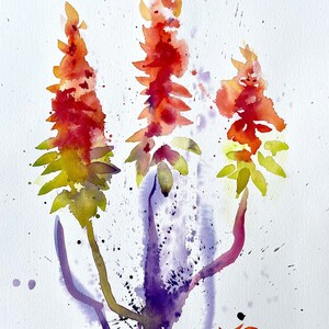Flowers, Original abstract Watercolor, 12x16 inch