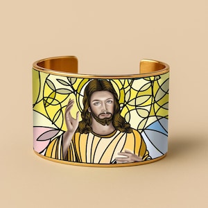 Jesus of Mercy Bracelet | Faith Bracelets | Handmade Divine Mercy Bracelet | Catholic Gift | Religious Metal Bracelet