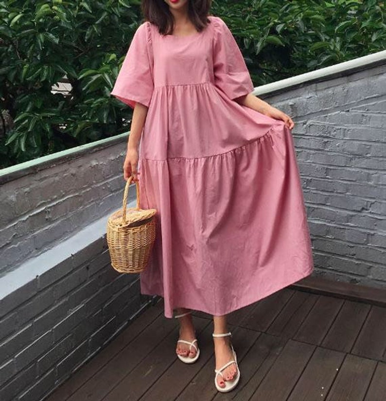 pink cotton maxi dress