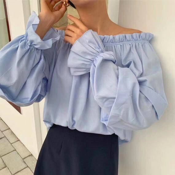 off the shoulder loose long sleeve top