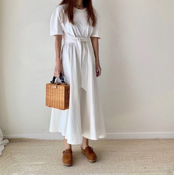 white cotton boho maxi dress