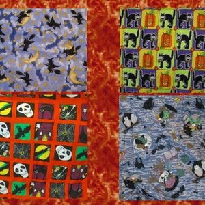 Halloween Cotton Fabric: Witch, Ghost, Skeleton, Pumpkin Cat Print - NEW Sewing By The Yard Material Seasonal Harvest Pillow Costume