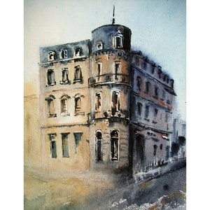 Paris painting,Paris theme original watercolor painting,France wall art, urban watercolor, watercolour painting,watercolor Paris, aquarelle