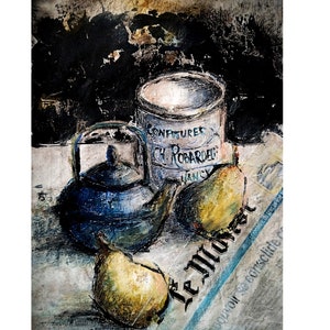 French kitchen original painting Still life painting Acrylic painting,kitchen still Life french wall art France peinture nature morte