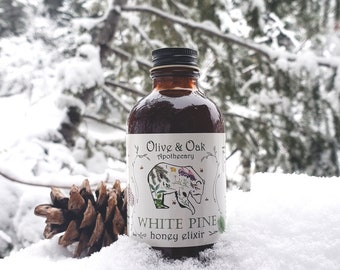 White Pine Honey Elixir | Wild Harvested,  Handcrafted, Raw Honey, Pine Extract, Herbal Sweetener