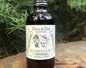 Rosemary Honey Elixir | Organic, Handcrafted, Raw Honey, Rosemary Extract, Herbal Sweetener