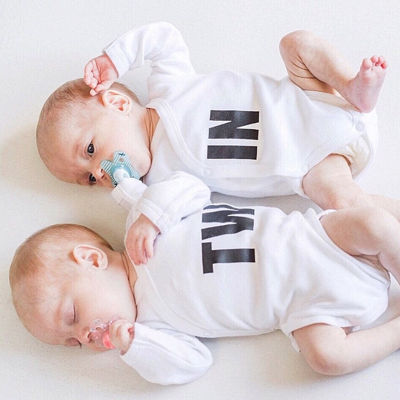 set preemie twin onesie Baby bodysuit bio cotton twinning gift babyshower newborn preemie premature clothes