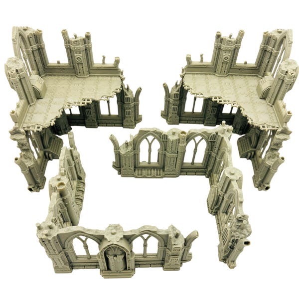Gothic Ruins Set 3 – 3D Printed Tabletop Terrain – RPG & Wargame Scenery