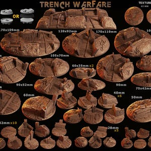 Trench Warfare - Resin Printed Trench Crusade Base and Toppers