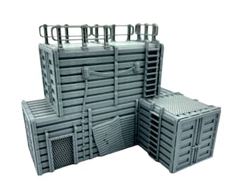 City Docks Container Stack 1 / Sacrusmundus /  RPG and Wargame 3d Printed Tabletop Terrain / Legion / 40k / Shatterpoint