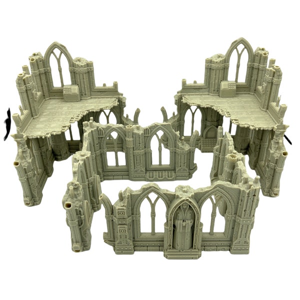 Grim Dark Ruins Set 3 / Terrain 4 Print /  RPG and Wargame 3d Printed Tabletop Terrain / Licensed Printer