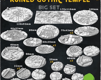 Ruined Gothic Temple- Resin Printed Wargaming Bases