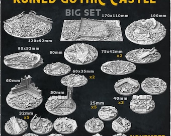 Ruined Gothic Castle - Resin Printed Wargaming Bases