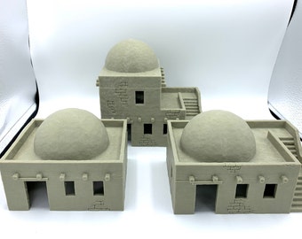 3d Printed Desert House Set Domed Roof Version / SW Legion, Sci-Fi,  Historical / Tabletop Wargaming Terrain / Print to Order