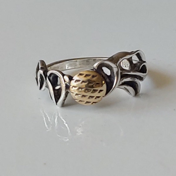 Organic Silver and Bronze Wave Ring. Sun Silver ring, Original unique design funky ring.