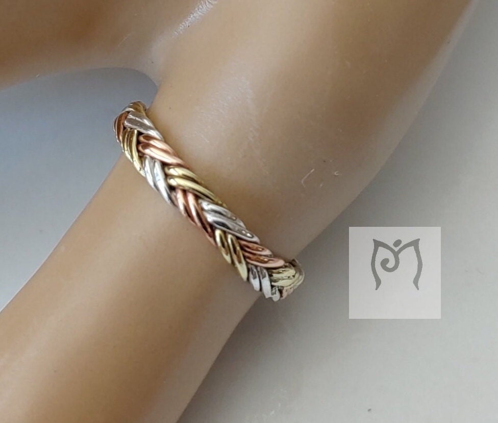 18k Gold, Fine Silver 99.9 and Pure Copper 99.9 Three Metal Braided Ring  With Free Shipping and Polish Cloth. Goldsmith Handcrafted - Etsy