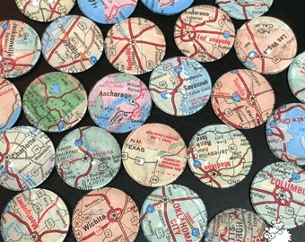Custom Location Glass Dome Map Magnets