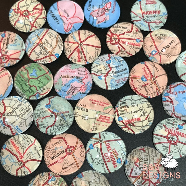 Custom Location Glass Dome Map Magnets