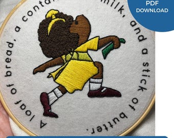 6&quot; Bread, Milk, and Butter Sesame Street-Inspired Hand Embroidery Pattern PDF INSTANT Download | Embroidery | Shopping List
