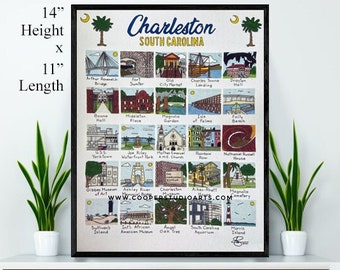 ORIGINAL Charleston South Carolina Hand Drawn Wall Art - 11”x14” | South Carolina Art | SC Art | South Cackalacky | Minimalist