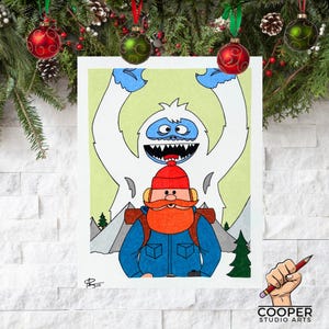 Bumble & Yukon Cornelius Holiday Art ORIGINAL – Classic Rudolph Characters 8x10 - Hand-Drawn