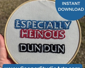 6&quot; Law & Order SVU-Inspired Hand Embroidery Pattern PDF INSTANT Download, Hoop Art | Embroidery | Downloadable | Dun Dun | Crime Show Fan