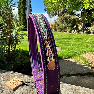 Leather Dog Collars/Handmade Dog Collar/Leather Collar/Leather Collar for Dog/Distressed Leather/ Gifts for Dog/ Dog Collar Purple Leather