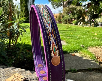 Leather Dog Collars/Handmade Dog Collar/Leather Collar/Leather Collar for Dog/Distressed Leather/ Gifts for Dog/ Dog Collar Purple Leather