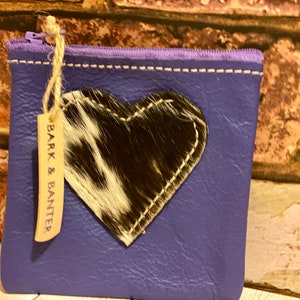 Leder-Münze-Geldbörse, Herzen, Münze Beutel, Geldbörse für Frauen, Ändern Geldbörse, Leder Münze Halter, Valentinstag Geschenk, lila Leder Damen Geldbörse