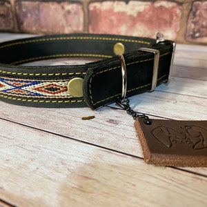 Leather Dog Collars/Handmade Dog Collar/Leather Collar/Native American Dog Collar/Distressed Leather/Gifts for Dog/Dogs Collar Black Leather