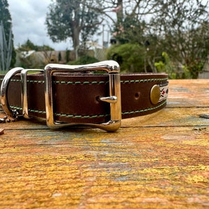 Brown Leather Dog Collar, Leather Collar dog, Distressed Leather, Tribal, Native American Dog Collar, Collars for Dogs, Collar flat buckle image 2