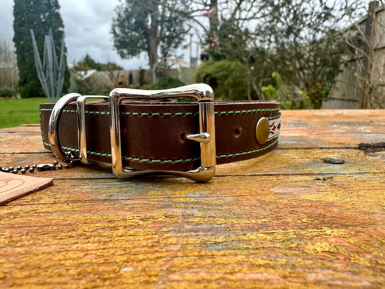 Brown Leather Dog Collar, Leather Collar dog, Distressed Leather, Tribal, Native American Dog Collar, Collars for Dogs, Collar flat buckle image 2