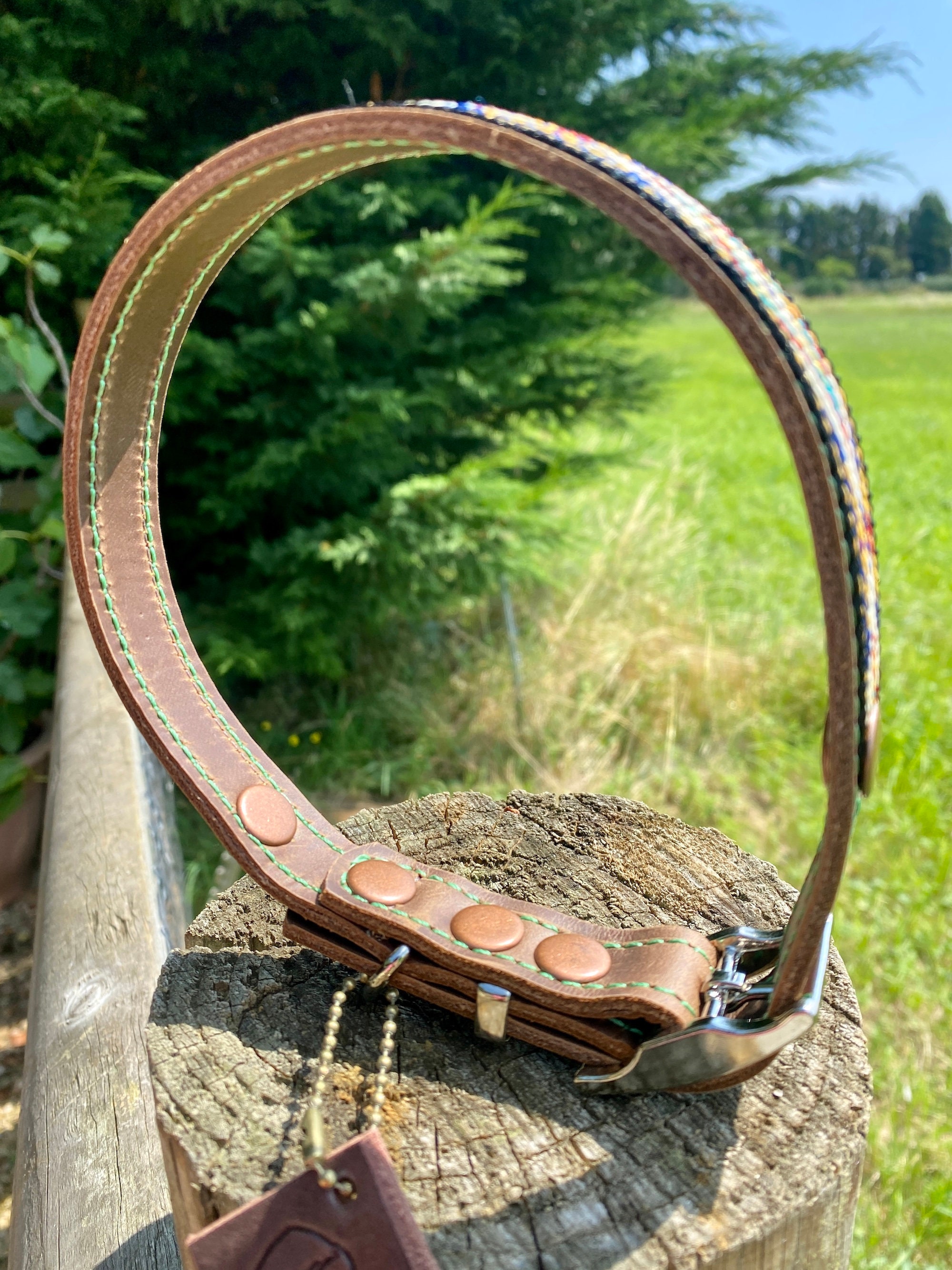 Leather Dog Collar Native American Dog Collar Brown Leather Etsy UK