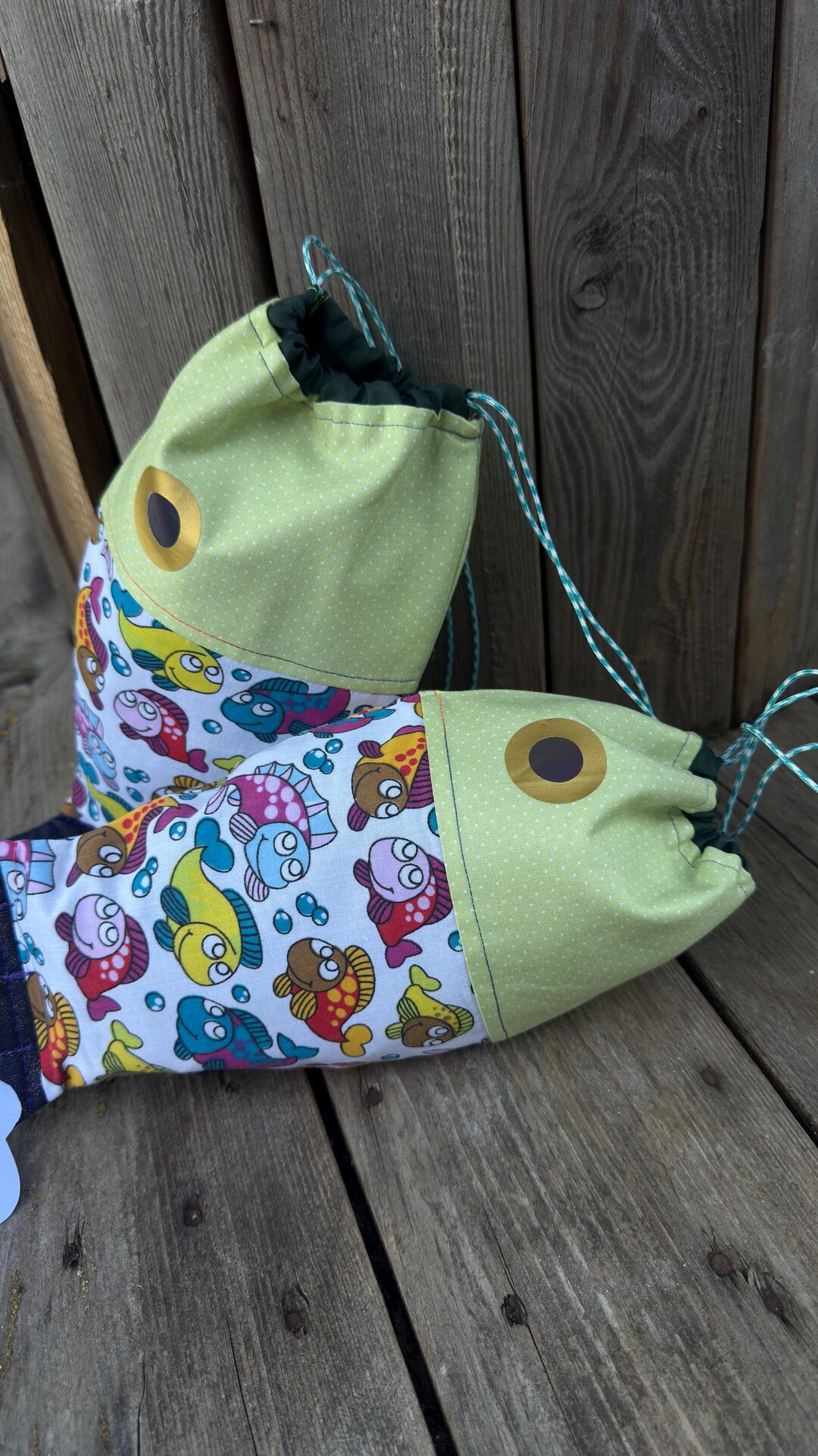 Fish Drawstring Bag Handmade Fish Drawstring Bag, Seashell Collecting Pouch - Etsy