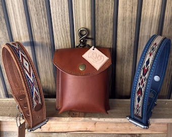 Sacchetto per snack per cani in pelle fatto a mano con clip, porta sacchetti per escrementi, dispenser per sacchetti per rifiuti canini