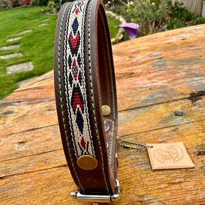 Brown Leather Dog Collar, Leather Collar dog, Distressed Leather, Tribal, Native American Dog Collar, Collars for Dogs, Collar flat buckle image 6