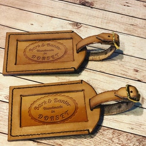 Leather Luggage Label, Leather Bag Tag, Luggage Strap, Personalised Leather Luggage Label, Third Anniversary Gift, Travel Gifts, Leather Bag