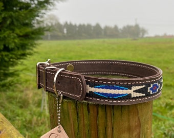 Leather Dog Collar|Handmade Dog Collar|Distressed Leather Collar|Leather Collar for Dog|Native American Dog Collar|Brown Leather Dog Collars