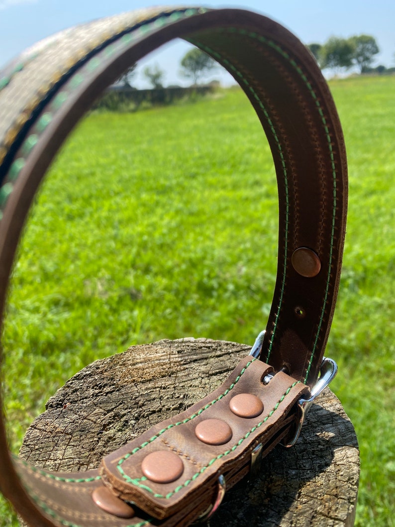 Leather Dog CollarNative American Dog CollarBrown Leather Collar for DogTribal DesignBrown Leather Dog CollarLeather CollarDog Collars image 3