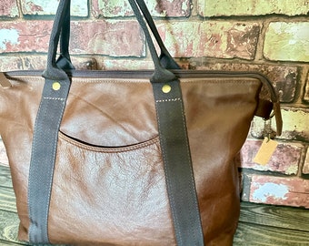 Brown Leather Laptop Bag, Ladies Bag, Shoulder Bag, Leather Laptop Bag, Zip top Bag, Commuter Bag, Travel Bag,  Leather Anniversary for Her