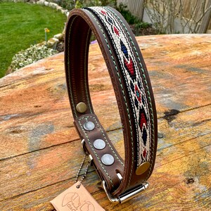 Brown Leather Dog Collar, Leather Collar dog, Distressed Leather, Tribal, Native American Dog Collar, Collars for Dogs, Collar flat buckle image 5