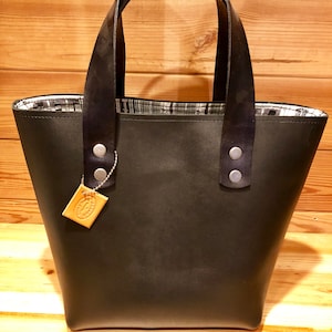 Black Leather Handbag, Lined Leather Bag,  Black Leather Bucket Bag, Handmade Leather Handbag, Real Leather Handbag
