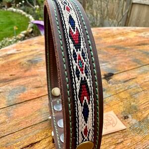 Brown Leather Dog Collar, Leather Collar dog, Distressed Leather, Tribal, Native American Dog Collar, Collars for Dogs, Collar flat buckle image 3