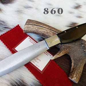 SARDINIAN ARTISAN KNIFE pattadese, buffalo horn handle with steel core, with guarantee certificate, gift idea