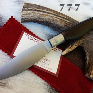 SARDINIAN ARTISAN KNIFE from Arburese da Scanno, handle in ram or buffalo horn, with warranty certificate and free sheath